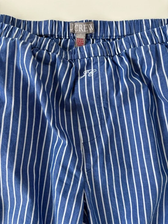 J.Crew Women's Blue White Striped Cotton Poplin Pajama Pant Set Size Small - Picture 10 of 15